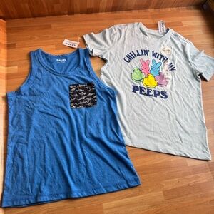 Boys size 8 top bundle shark Easter peeps tank tshirt